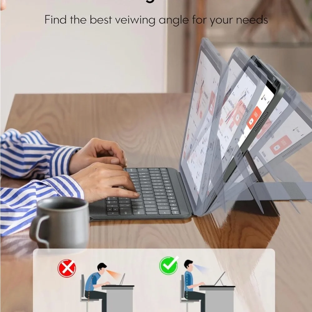 Gray Tablet Keyboard Case with Modern Design